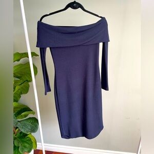 Runaway the Label Navy Long Sleeve Off Shoulder Midi Dress Size 4